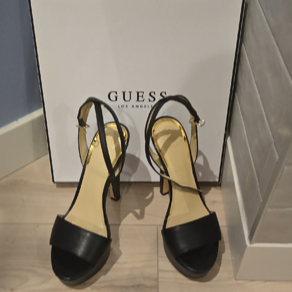 Guess Black Strappy Heels